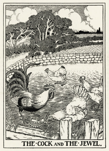 The Cock and the Jewel.;Roger L'Estrange, from 'A Hundred Fables of Æsop', 1899