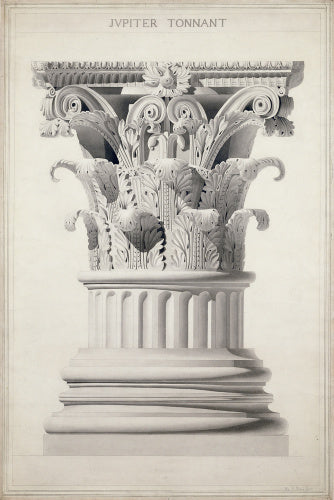 Study of a Corinthian capital and base from the Temple of Vespasian, Rome;Jupiter Tonnant