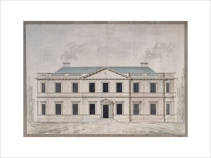 Design, unexecuted, for alterations and additions to the facade of Coleby Hall, Lincolnshire: elevation