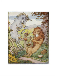 The Lion and the Unicorn published in Ring o' Roses, London: Frederick Warne & Co (pl.7)