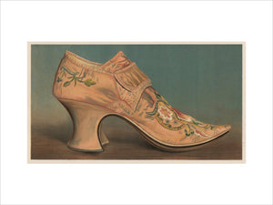Large buckled shoe worn in the reign of Queen Anne; from T. Watson Greig, 'Ladies' old-fashioned shoes', 1885