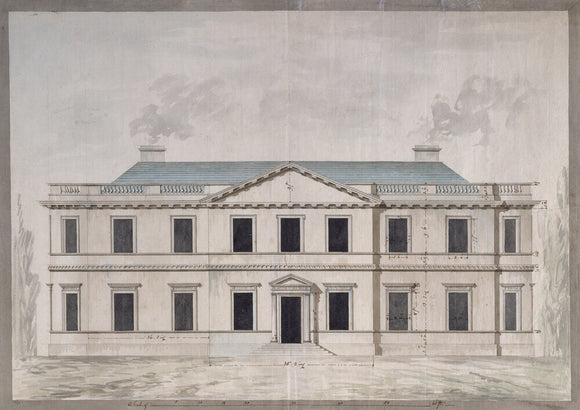 Design, unexecuted, for alterations and additions to the facade of Coleby Hall, Lincolnshire: elevation