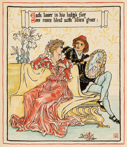 Each lover in his lady's face ...', from Walter Crane's 'Queen Summer, or the Tourney of the Lily & the Rose', London [&c.]: Cassell & Co., 1891