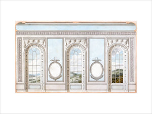 Alternative design for window wall with wide piers, Queen Charlotte's Drawing Room: elevation