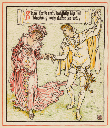 Then forth each knightly lily led ...', from Walter Crane's 'Queen Summer, or the Tourney of the Lily & the Rose', London [&c.]: Cassell & Co., 1891