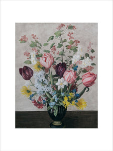 Flowers in a Black Vase