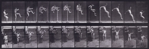 Jumping; running straight high jump (shoes); from 'Animal Locomotion. An Electro-Photographic Investigation of Consecutive Phases of Animal Movement 1872-1885'