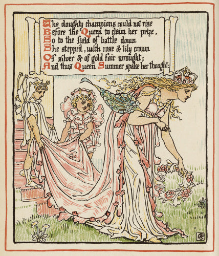 The doughty champions could not rise ...', from Walter Crane's 'Queen Summer, or the Tourney of the Lily & the Rose', London [&c.]: Cassell & Co., 1891